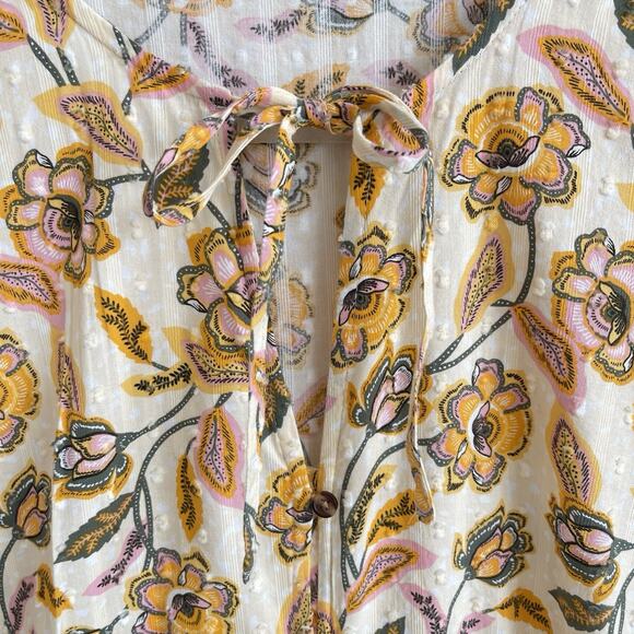 Sonoma Plus Size 4X Floral Maxi Dress Button Front Smocked Waist Swiss Dot - Picture 4 of 15